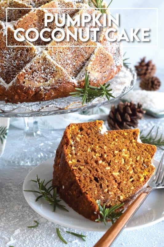 Super moist, and deliciously pumpkin flavoured, this Pumpkin Coconut Cake is a perfect dessert for the cooler months ahead. Pair this cake with your favourite hot beverage for a delightful chilly afternoon indulgence! #pumpkin #pumpkinspice #pumpkinpuree #cake