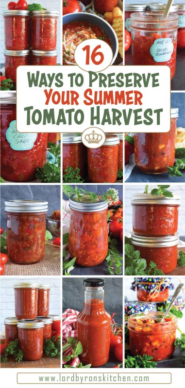 If you're a homesteader who enjoys growing a bountiful harvest of tomatoes every summer in your backyard garden, you may find yourself with more tomatoes than you know what to do with!  This happens to me every summer!  Here are 16 Ways to Preserve Your Tomato Harvest that will have you eating fresh-tasting tomatoes throughout the winter. #preserved #tomatoes #fresh #canning #waterbath