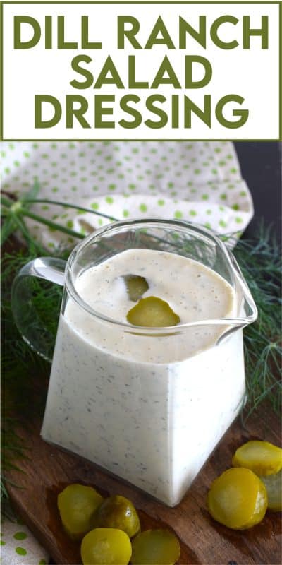 If you love a thick and flavourful salad dressing or dip with a strong dill influence, this Dill Ranch Salad Dressing is just the thing you need! Not only is this dressing easy to make, it’s delicious, and makes good use of ingredients you already have in your fridge and in your spice rack and too! #salad #dressing #sauce #dill #ranch