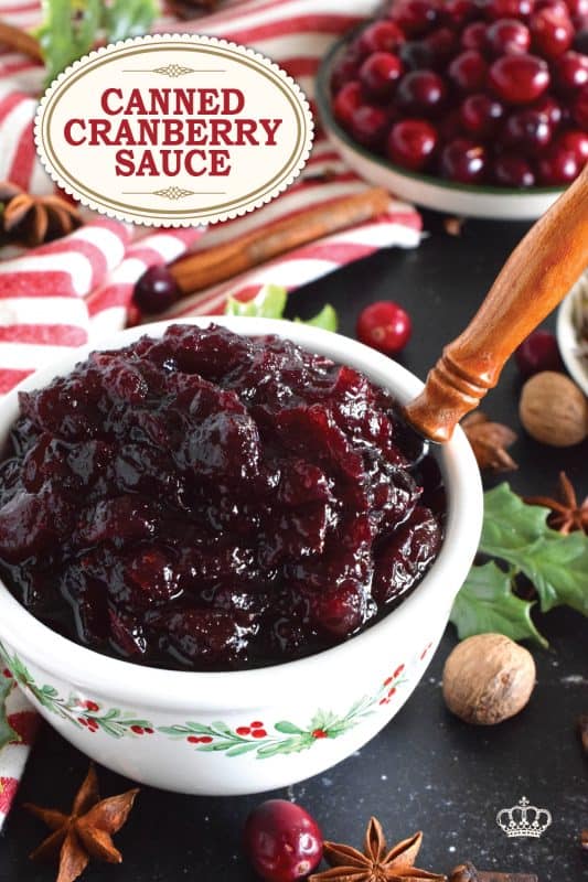 This water bath Canned Cranberry Sauce is pectin-free and prepared with either fresh or frozen cranberries, citrus zest and juice, and flavoured with cinnamon, cloves, star anise, and allspice. It's absolutely delicious and so easy to prepare. Say goodbye to store-bought cranberry sauce! #cranberry #cranberries #canning #sauce