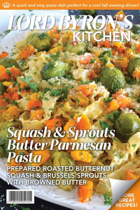 Squash and Sprouts Butter Parmesan Pasta is prepared with both brussels sprouts and butternut squash, making this pasta dish perfect for a cool, autumn evening dinner! Utilizing frozen veggies, this pasta is not only super delicious, but it comes together quite quickly with very little prep work too! #pasta #squash #butternut #sprouts #brussels