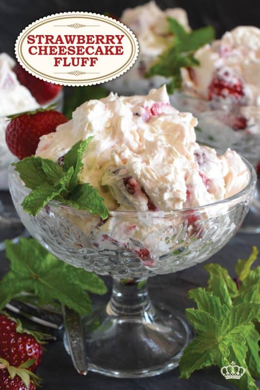 How would you like to prepare a delicious dessert in about ten minutes from start to finish? Strawberry Cheesecake Fluff will allow you to do just that! Prepared with cream cheese, cool whip, vanilla, and strawberries, this dessert is light and fluffy and perfectly refreshing for a warm summer day! #strawberry #cheesecake #nobake #dessert #strawberries #coolwhip #creamcheese