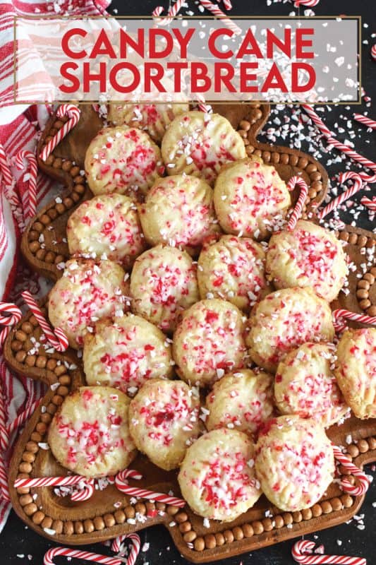 Christmastime is rushed and hurried; not everyone has time for rolling pins and chilling dough. With this Whipped Candy Cane Shortbread recipe, you can have shortbread cookies ready to eat in less than 30 minutes! And with all of that peppermint flavour, these cookies are sure to be a crowd favourite! #candycane #peppermint #shortbread #christmas #cookies