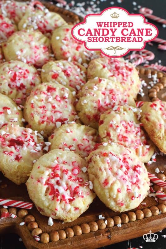 Christmastime is rushed and hurried; not everyone has time for rolling pins and chilling dough. With this Whipped Candy Cane Shortbread recipe, you can have shortbread cookies ready to eat in less than 30 minutes! And with all of that peppermint flavour, these cookies are sure to be a crowd favourite! #candycane #peppermint #shortbread #christmas #cookies
