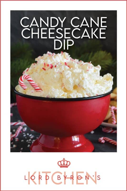 Prepared with cream cheese, cool whip, peppermint extract, and crushed candy canes, this Candy Cane Cheesecake Dip is a deliciously cool and refreshing appetizer or dessert idea! Serve with your favourite dippers like chocolate graham crackers, pretzels, vanilla wafers, or Oreos! #candycane #peppermint #dessert #dip #christmas #holidays #nobake